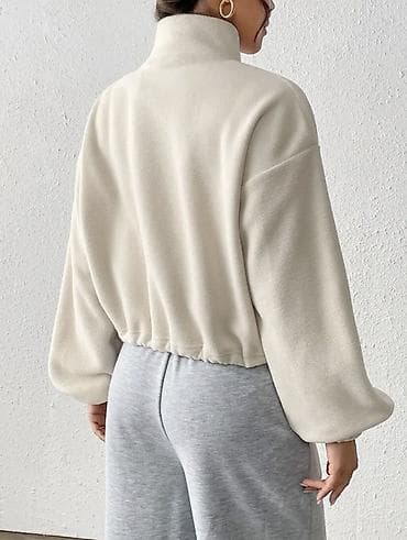 Личные вещи: Bej rəngli flis jaket - Yumşaq, isti flis parça - Tam ön fermuar - — 2
