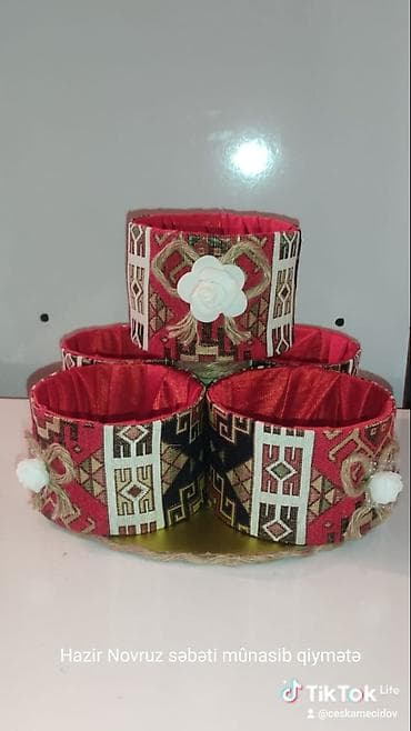 novruz bayrami xoncasi: Əl işi bəzəkli səbət və stendlər dəsti - Novruz temalı bəzək: milli — 4