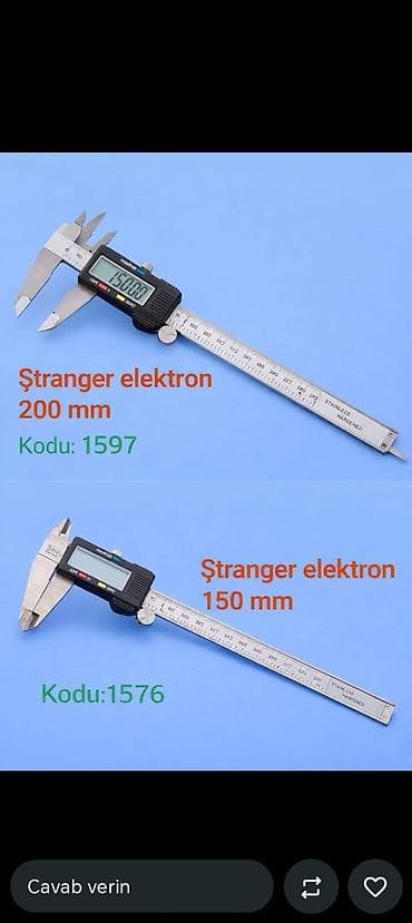 ruletka: Məhsul: Rəqəmsal kaliper “Ştranger elektron” Xüsusiyyətlər: - Ölçü — 1