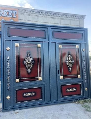 Дворовые ворота: Железо Дворовые ворота, С дверью — 8