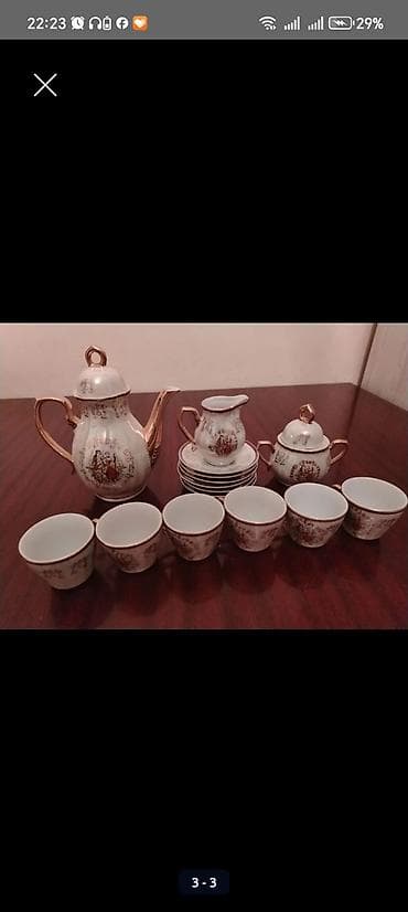 cayni serviz: Çay dəsti, rəng - Qızılı, Farfor, Madonna, 6 nəfərlik, Çexiya — 3