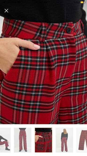 mersedes alt paltarı: Qırmızı bol paçalı şalvar — 3