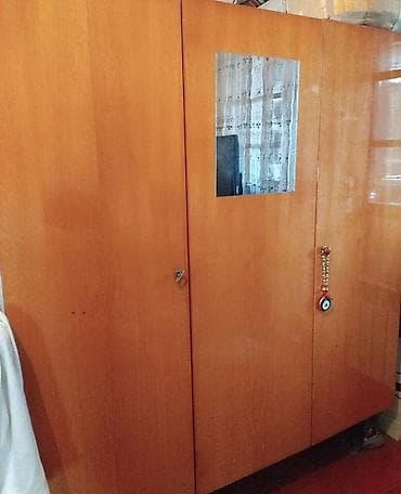 3 qapılı, Güzgülü, Qəhvəyi, Taxta, Açılan, Düz dolab