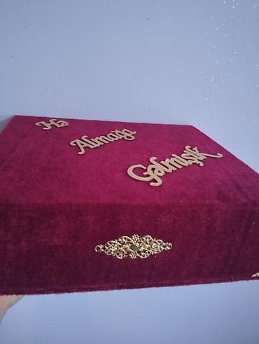 Xonça: Xüsusi dizayn qutu – nişan/xınayaxdı üçün - Material: məxmərə bənzər — 1