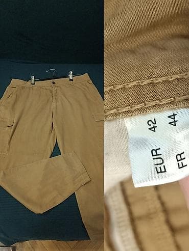 Qadın şalvarı – karamel/qəhvəyi rəng Model: karqo üslubunda, düyməli