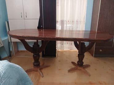 qabaq stolu: Qonaq masası, Açılmayan, Taxta, Oval masa — 3