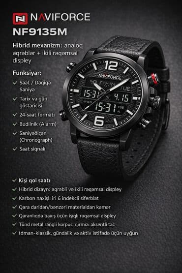 casio edifice saat: NAVIFORCE kişi qol saatı - Hibrid mexanizm: analoq əqrəblər + ikili — 3