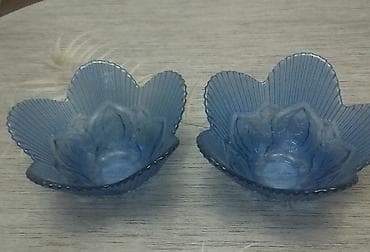 ev gülleri ve adları: Məhsul: Şüşə qablar dəsti (2 ədəd) Təsvir: - Mavi rəngli, çiçək — 1