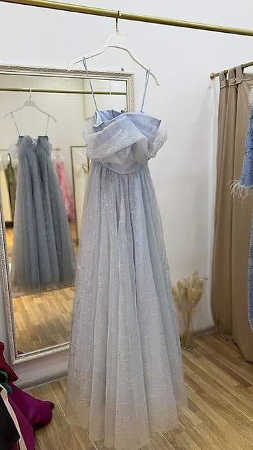 hamam papagi: Məhsul: Zərif ziyafət/gecə paltarı - Rəng: Açıq mavi (pastel ton) - — 3