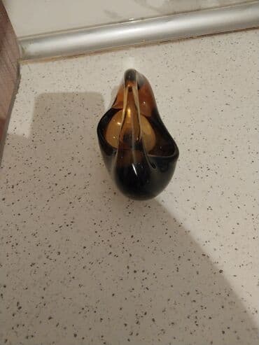 şam qabı: Şüşə dekorativ qab – bədii üslubda, tutacaq formalı - Material — 2