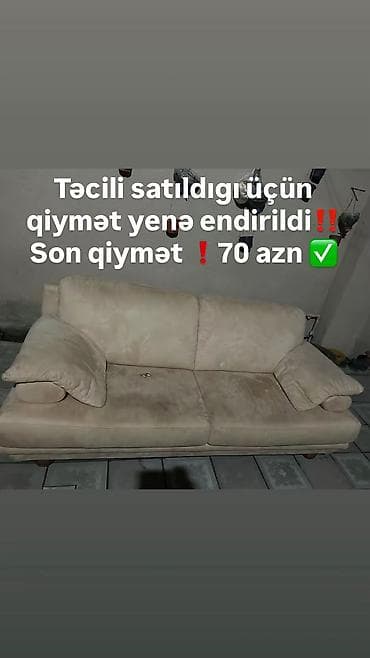 resm desti: DİVAN TƏCİLİ SATILIR‼️ Qiymət: 150 AZN ❌ 70 AZN ✅ Üzərində deffekt — 1