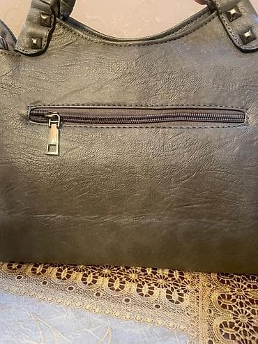 Çantalar: Qadın çantası – boz rəng - Material: süni dəri teksturalı səth - — 5