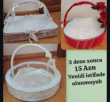 Xonça: Məhsul: Xonça dəsti (3 ədəd) Təsvir: - 1 ədəd dairəvi qırmızı xonça — 1