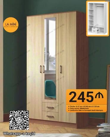 3 eded xoncali taxda qapi lazimdir: Açılan, 3 qapılı Düz dolab, Şifonyer — 1