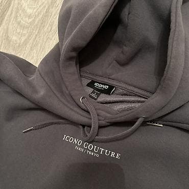 cantalar: ICONO COUTURE kapüşonlu sweatshirt - Rəng: qrafit/qaranlıq boz - Ön — 6