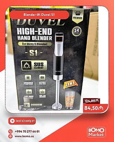 🔥 Blender Əl Duvel S1 ✅ Marka: Duvel ✅ Gücü: 2000 Vatt ✅ Rəng: Gümüşü