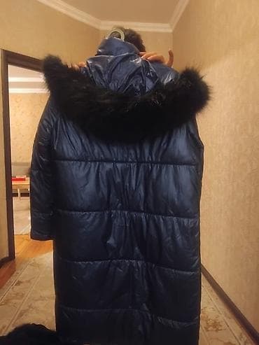 smart watch 7: Qadınlar üçün uzun şişmə qış palto-kurtka - Rəng: tünd göy, yüngül — 2