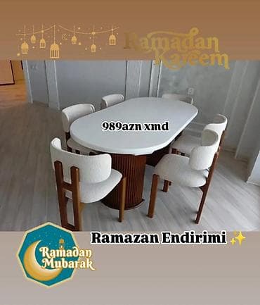 Qonaq otağı üçün, Oval masa, 6 stul lalafo.az -da Qonaq otağı üçün, Oval masa, 6 stul