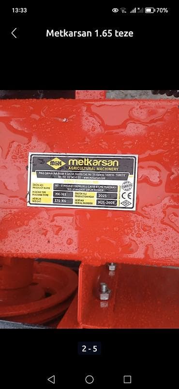 Metkarsan MK-165 standart tamburlu çayır biçən maşın -TAM ARGİNALDI