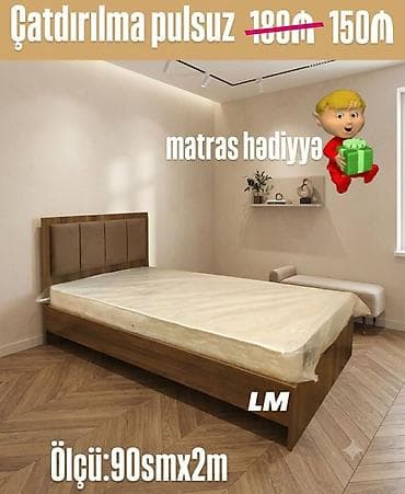 dolab gence: Tək nəfərlik çarpayı – 90x200 sm ölçüdə. Sadə və zövqlü dizayna — 6