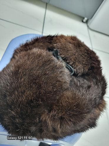 qulaqlı papaqlar: Qışlıq xəz qulaqlı papaq (uşanka) - Material: təbii qəhvəyi xəz — 3