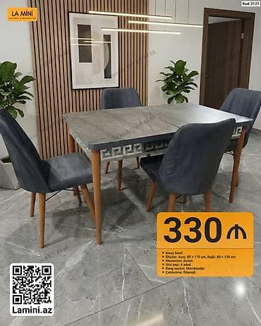 perla stul: Masa dəsti – LA MINI (Kod: 3121) - Komplekt: masa + 4 ədəd stul - — 1