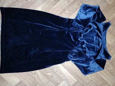 Mavi-qara məxməri qadın donu - Parça: Yumşaq, parıltılı məxmər