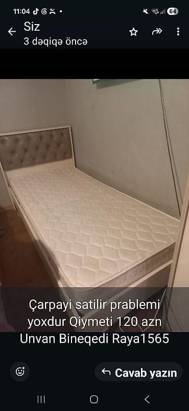 Çarpayılar: Təknəfərlik çarpayı, Matras ilə, Siyirməsiz — 1