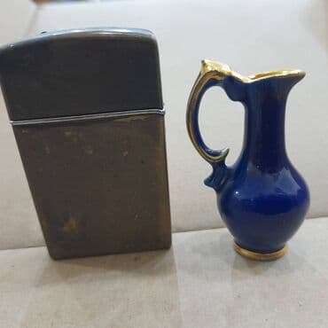 Termoqablar: Vintage vaza Limoges France, tünd göy çini 22 karat qızıl "Aşiq cüt" — 2