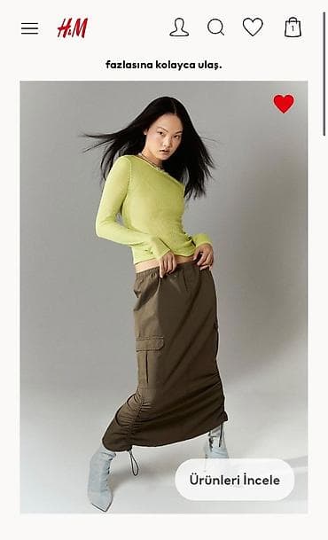 İstifadə olunmamış Original arxası razrezli H&M ətək. Ölçü uyğun