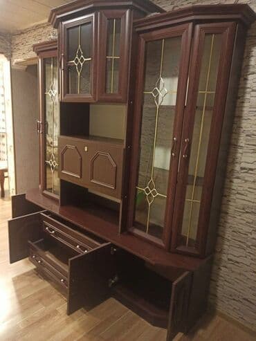 стеллаж для гостинной: Açılan, 4 qapılı Düz dolab, Stenka — 2