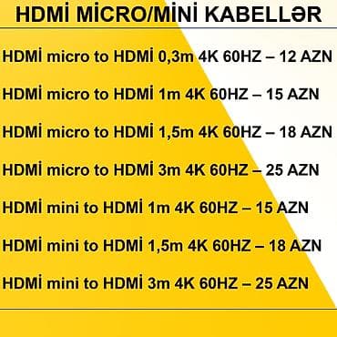mini tablet: HDMİ Micro/Mini Kabellər ⭐HDMİ micro to HDMİ 0,3m 4K 60HZ – 12 AZN — 2