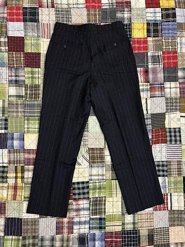 kişi eynəyi: Kişi klassik şalvarı – tünd göy rəngdə, incə şaquli zolaqlı — 4