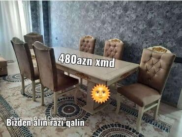 baduska uzlerinin qiymeti: Qonaq otağı üçün, Yeni, Dördbucaq masa, 6 stul — 1