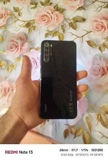 telefon redmi note 8: Redmi Note 8 Qara rəngi yaddas 64 ram 4 xanım telefonun olub — 1