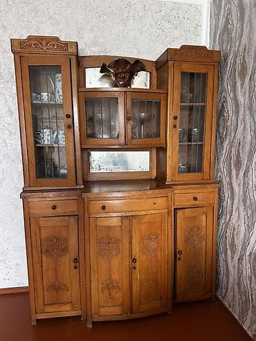 bufet: Antik bufet-vitrin dəsti - Material: masif ağac - Üslub: Art Nouveau — 1