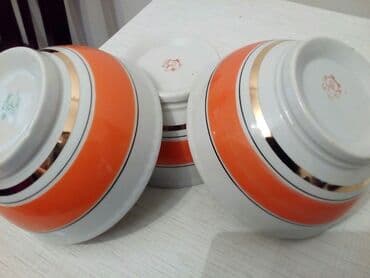 Mətbəx aksesuarları: Kasalar, rəng - Narıncı, Farfor, SSRİ — 1