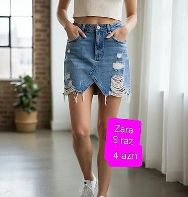 zara jeans: Mini Ətək, Zara, Cins, S — 1