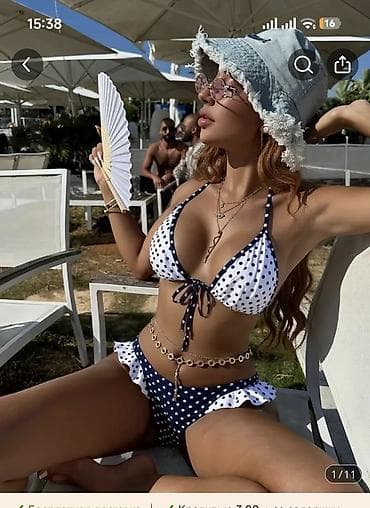 Другая женская одежда: Qadın üçlü çimərlik dəsti Hər biri 20azN - 2 model: 1) Ağ–tünd göy — 1