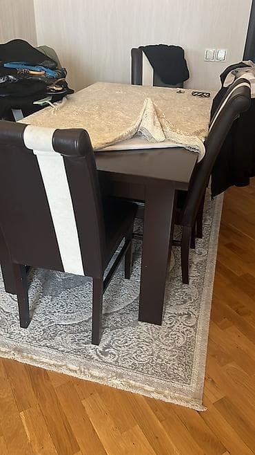 şəkill: Qonaq otağı üçün, Dördbucaq masa, 6 stul — 1