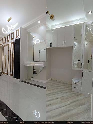 Müasir dizaynlı qarderob və dəst mebel - Rəng: ağ, qızılı dekor