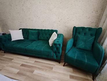 klasik mebel: Yumşaq mebel dəsti Tərkib: - 1 ədəd 3 nəfərlik divan (zümrüd-yaşıl — 1