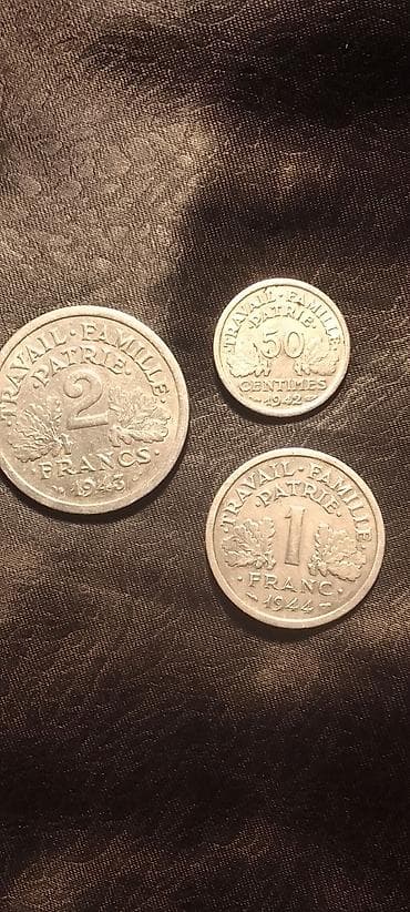 Fransa Vichy dövrünə aid orijinal sikkə dəsti - Növlər və illər: - — 1