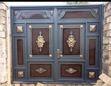 жер тошок: Железо Дворовые ворота, Распашные, 3 м, Механические, С дверью, цвет - Голубой, Нет кредита, Платная установка, Платная доставка — 16