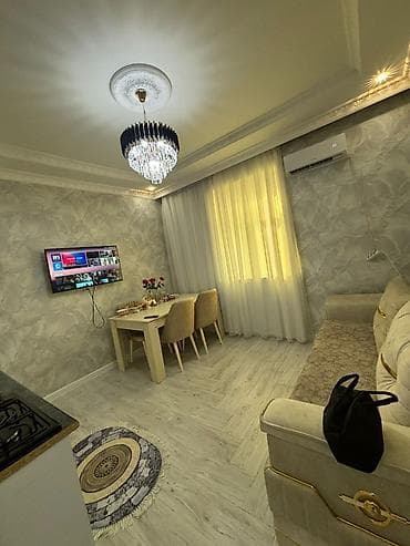 gence sevinc qesebesi: 1 otaqlı mənzil – studiya tipli zal+mətbəx və ayrıca yataq otağı — 1