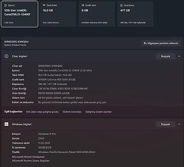 gigamax internet paketi: Gaming PC - Intel i5, RTX 5060, 16GB RAM 12th Gen Intel(R) Core(TM) — 2