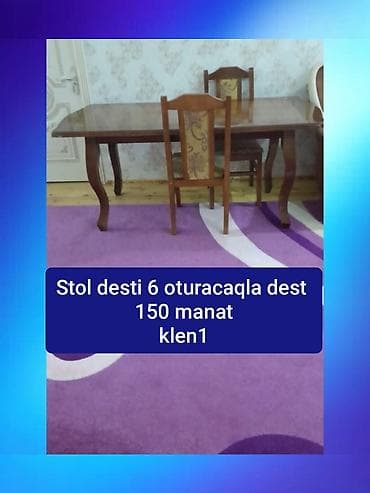 ev mebeleri: Qonaq otağı üçün, Açılmayan, Dördbucaq masa, 6 stul — 1