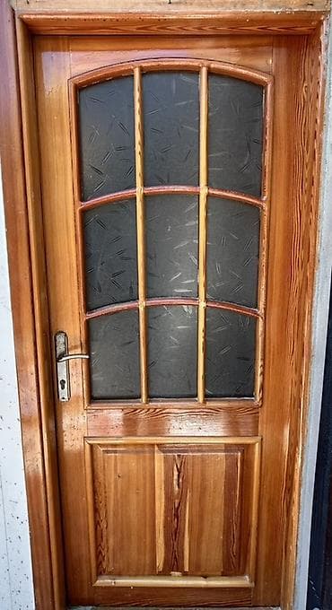 Taxta qapı – şüşəli model - Material: təbii şam ağacı (şpon deyil) — 1