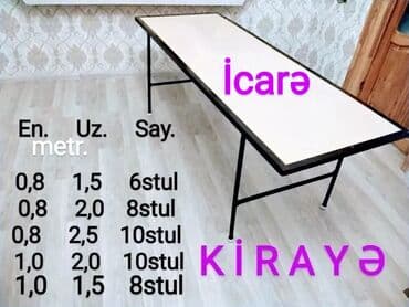 kirayə stol stul: Stol-stul,masa və oturacaq icarəsi Ad günləri. Nişan.Toy axşamı — 7