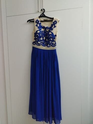 Zərif dizaynlı qadın paltarı - Rəng: elektrik mavisi və krem - Üst lalafo.az -da Zərif dizaynlı qadın paltarı - Rəng: elektrik mavisi və krem - Üst